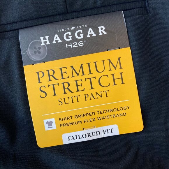 Haggar H26 Premium Stretch Suit Pant Tailored Fit 30x30 Black Shadow Check NWT - Picture 11 of 11